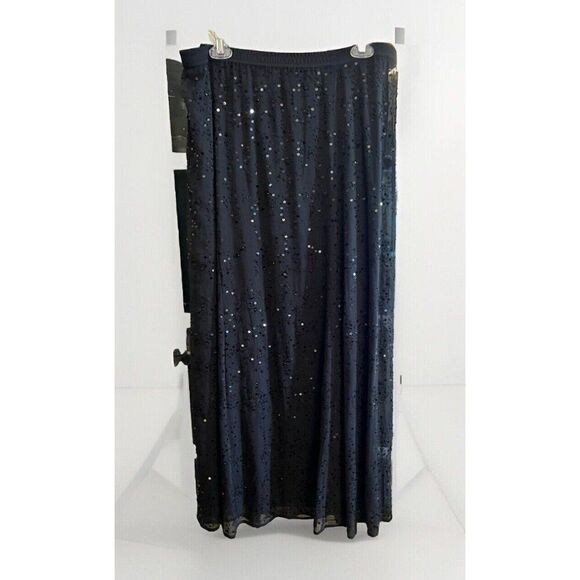 Soft Surroundings Womens Pull On Beaded Maxi Skirt Large Tall Snap Liner Black - Picture 1 of 9